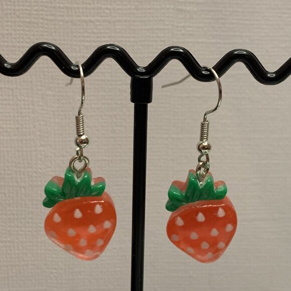Strawberry Earring, Fruit Earring, Funny Food Earring, Berry Earring, Gift … - Picture 2 of 4